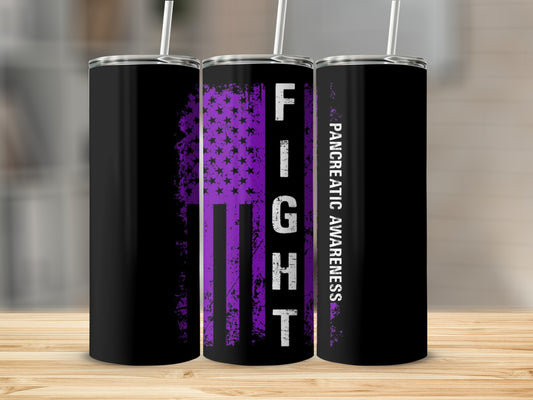 Pancreatic Awareness Fight Flag Tumbler Cup for Support
