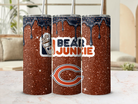 Bear Junkie Glitter Tumbler with Sprinkles Design