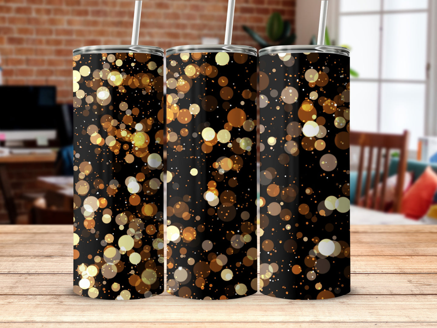 Elegant Gold and Black Glitter Tumbler
