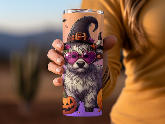 Halloween Witch Goat with Pumpkins Tumbler Design