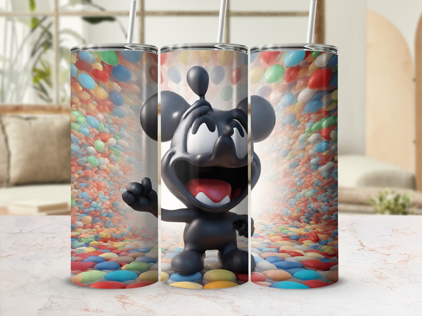 Cartoon Character With Balloons Graphic Tumbler