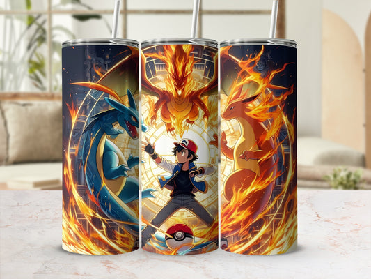 Fiery Animated Characters on Drinkware Tumblers