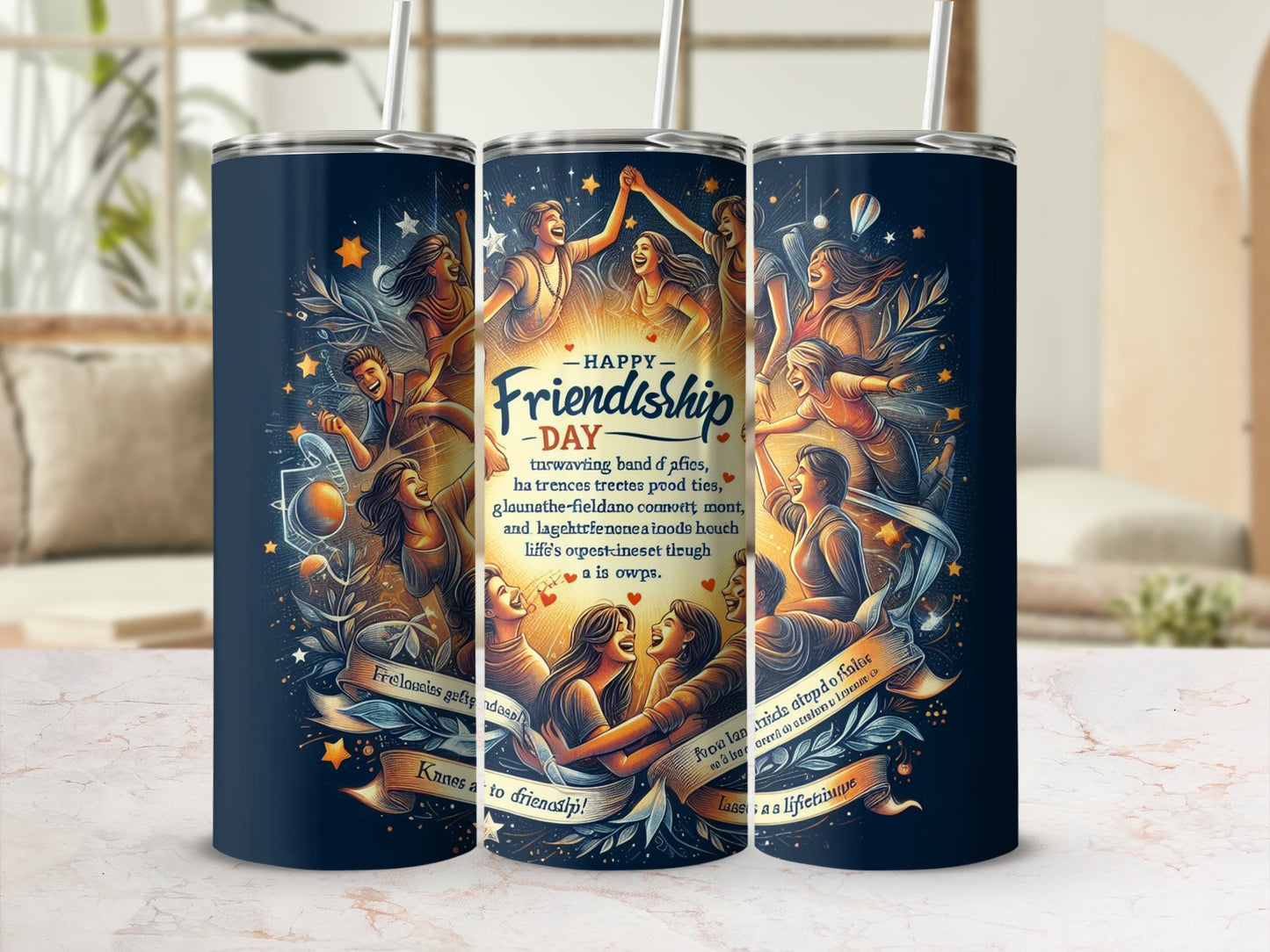 Happy Friendship Day Colorful Customizable Tumbler