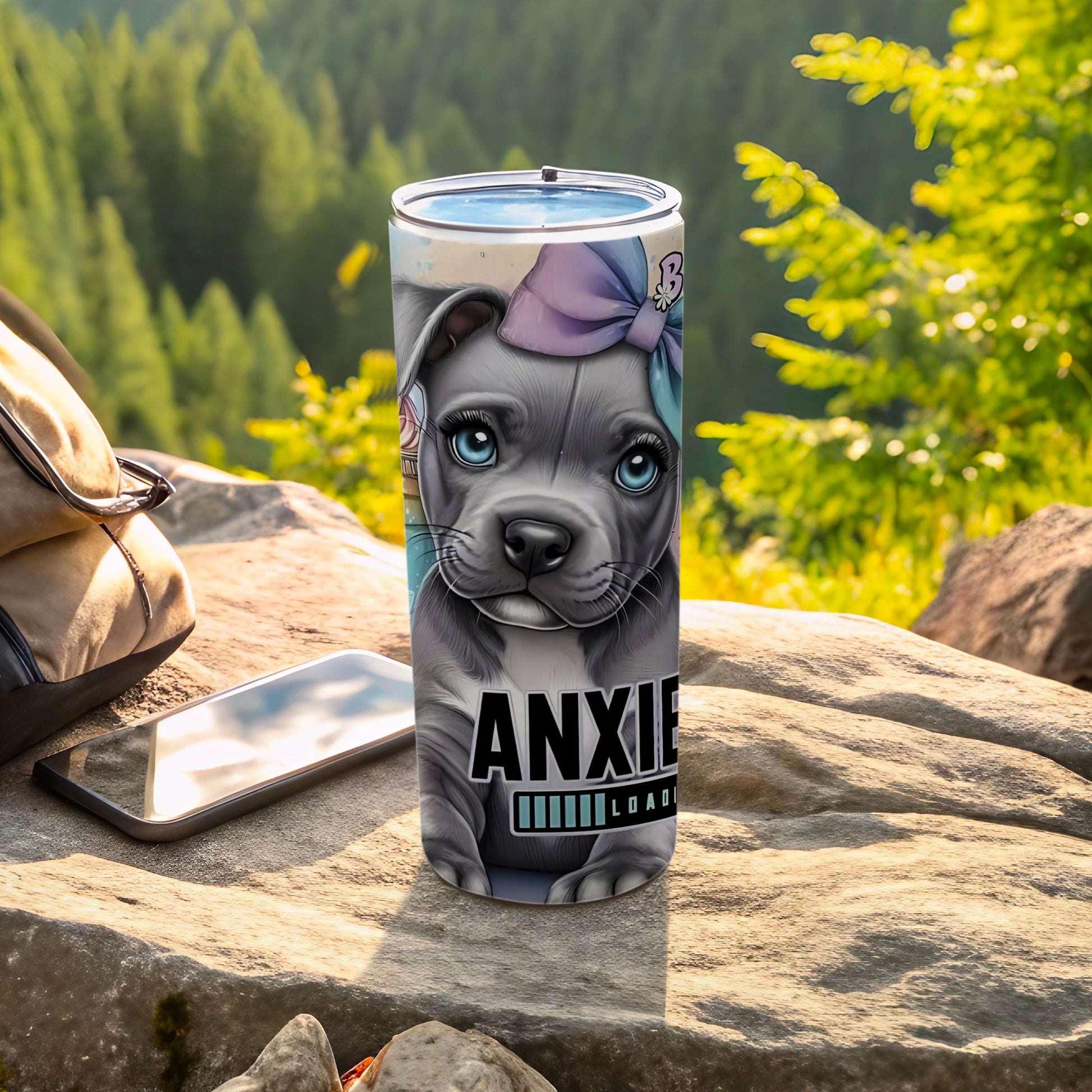 Adorable Puppy Anxiety Loading Travel Tumbler Cup