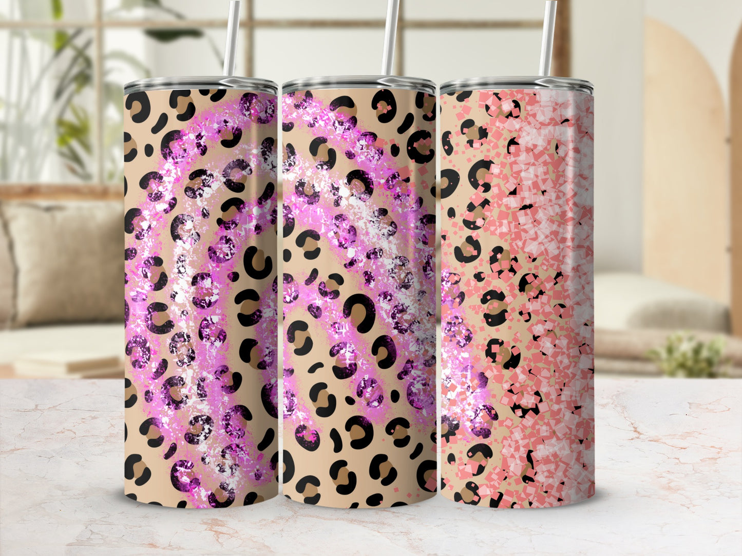 Glitter Leopard Print Tumblers for Fashionable Beverage