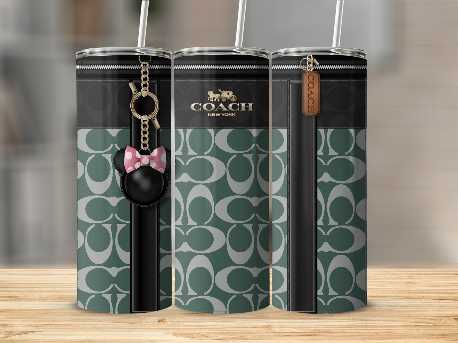 Stylish Designer Keychain Accented Insulated Tumbler