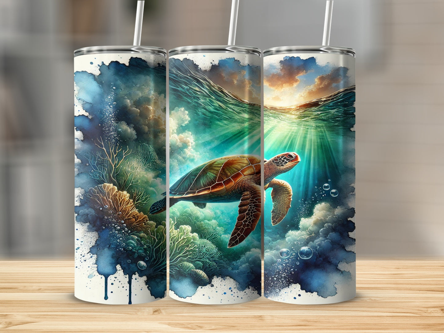 Oceanic Sea Turtle Art Design Tumblers for Sale