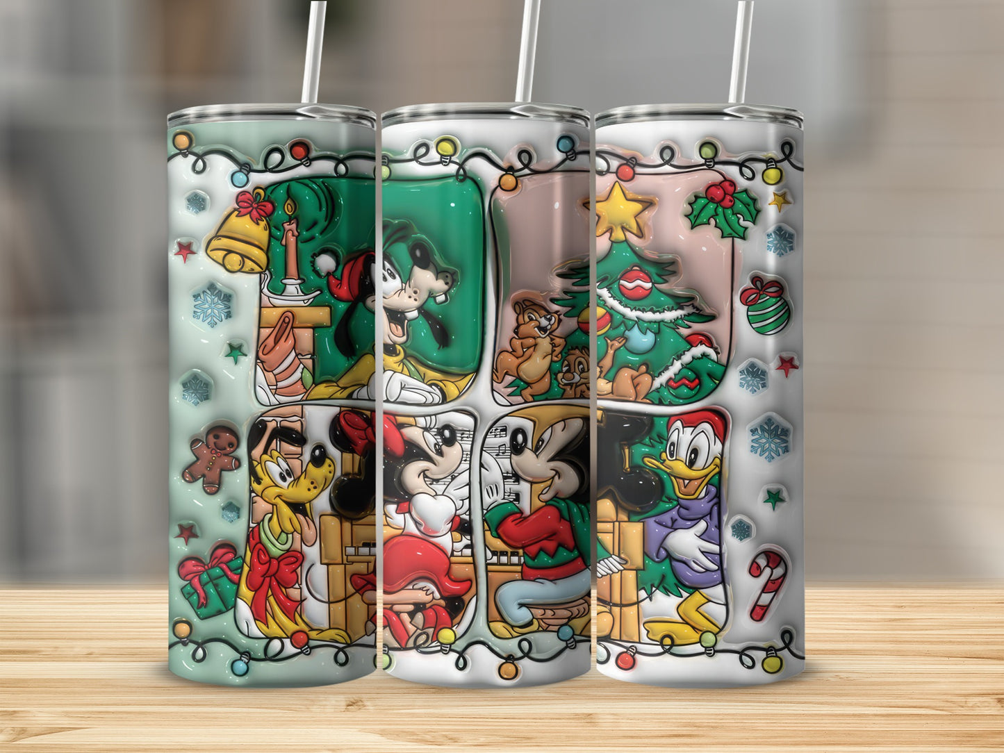 Festive Cartoon Characters Christmas Scene Tumbler