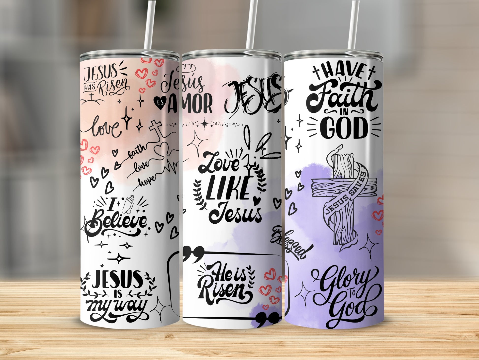 Faith-Inspired Jesus and Love Stainless Steel Tumbler