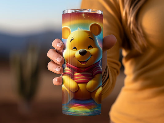Winnie the Pooh Rainbow in Space Digital Art Tumblers
