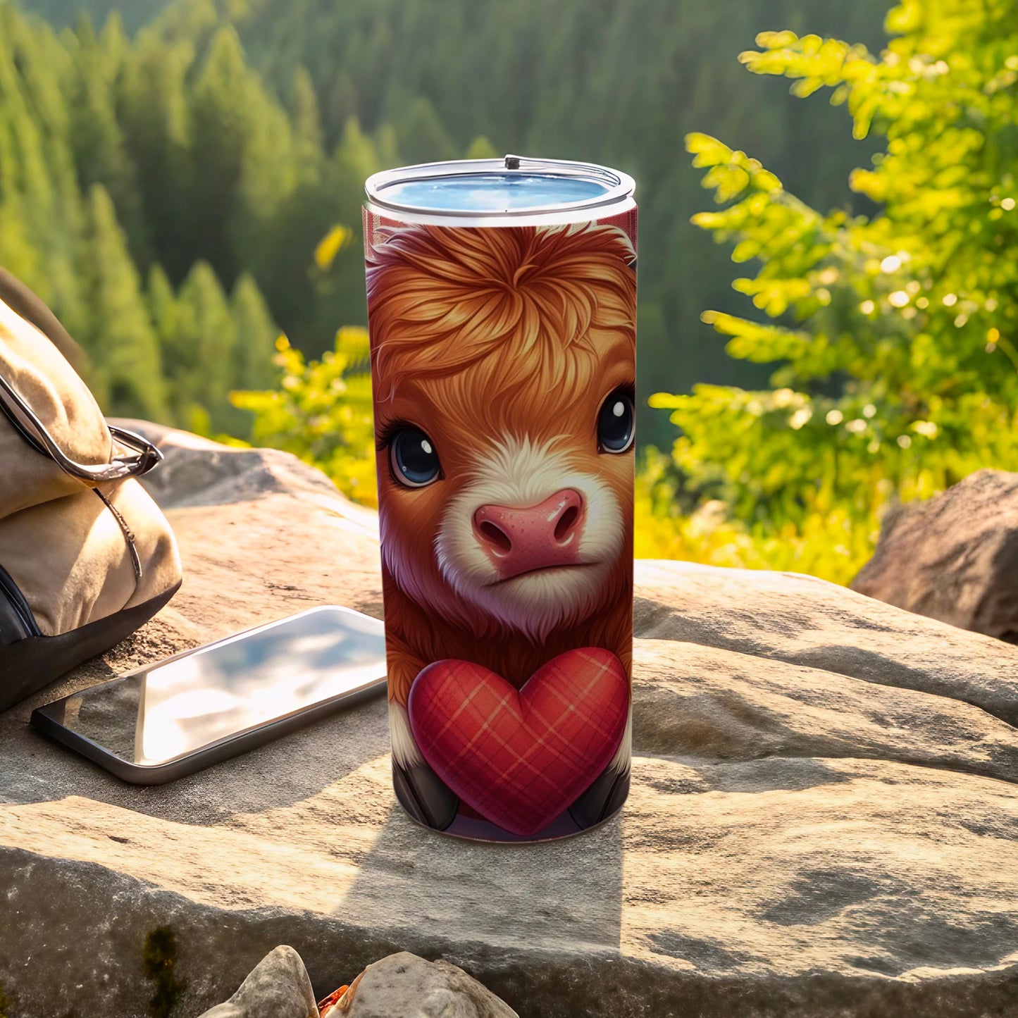 Cute Highland Cow with Heart Tumbler