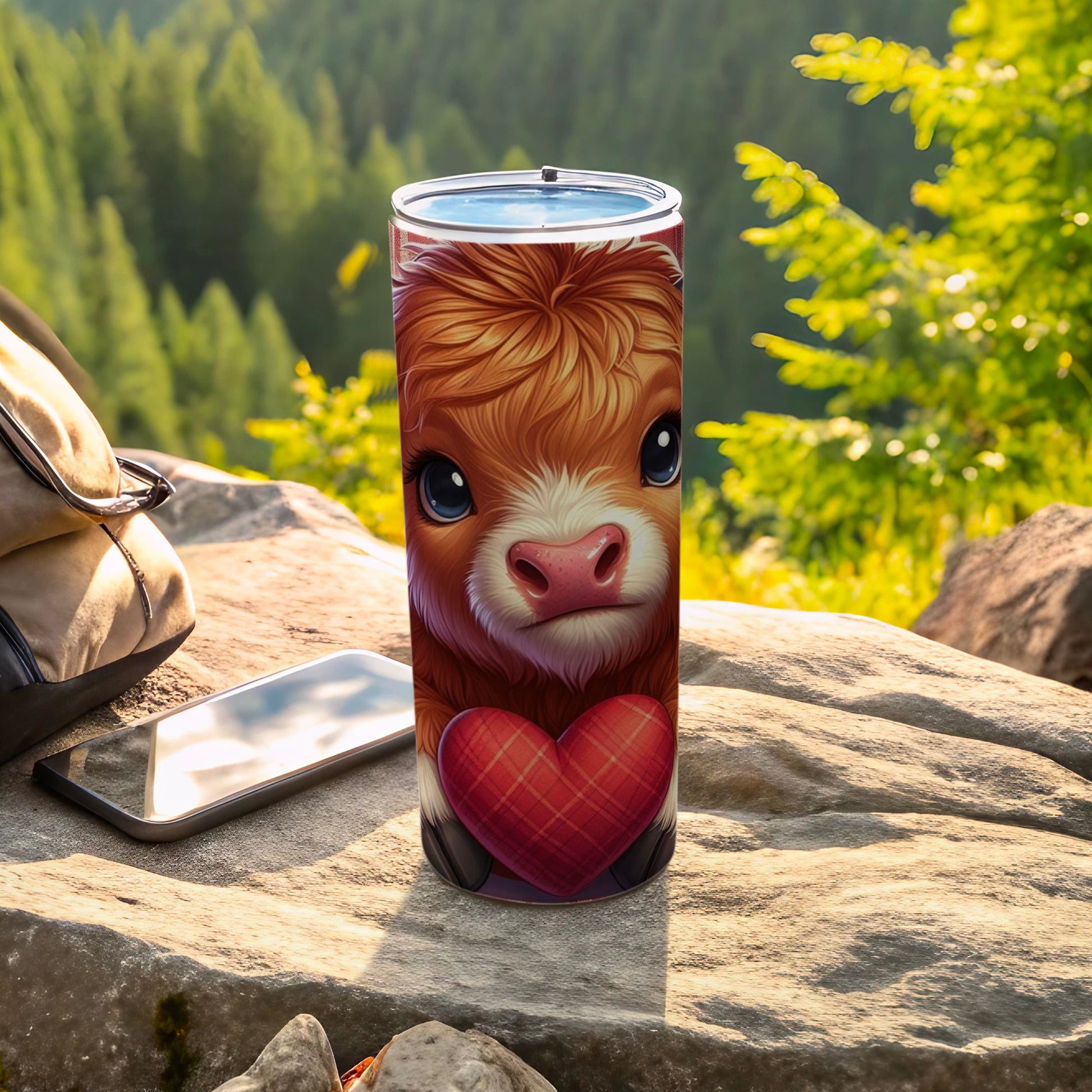 Cute Highland Cow with Heart Tumbler