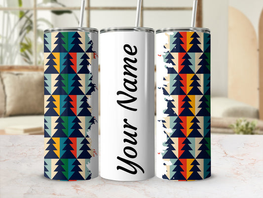 Personalized Forest Pattern and Name Tumbler Product