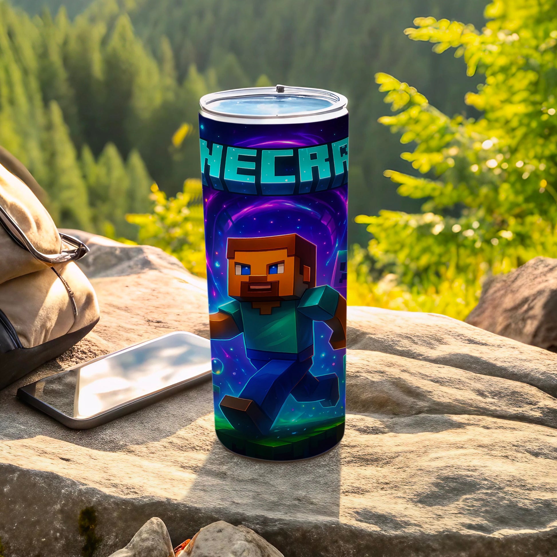 Minecraft Themed Tumbler with Iconic Character Design