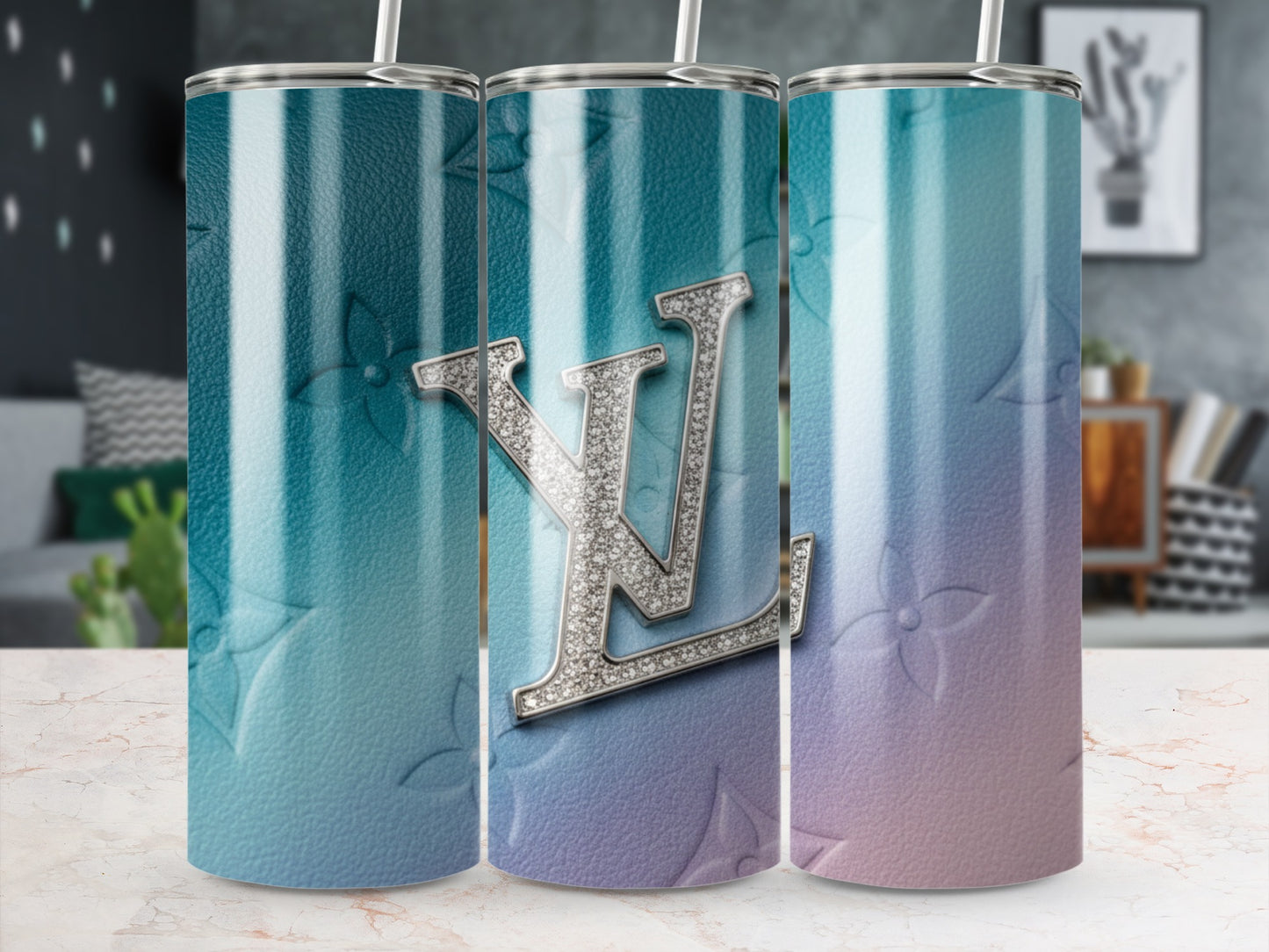 Elegant Gradient Tumbler with Monogram Design Tumbler