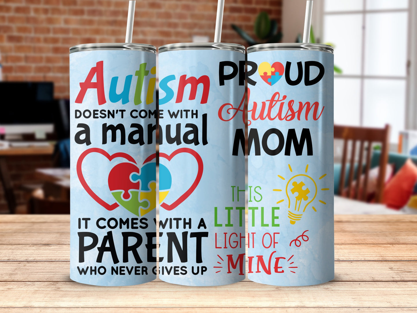 Proud Autism Mom Tumbler This Little Light of Mine