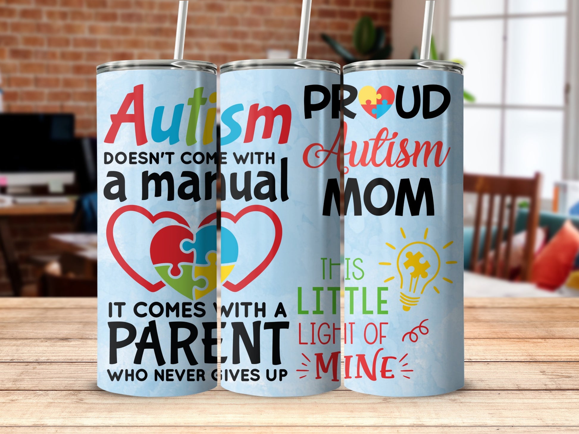Proud Autism Mom Tumbler This Little Light of Mine