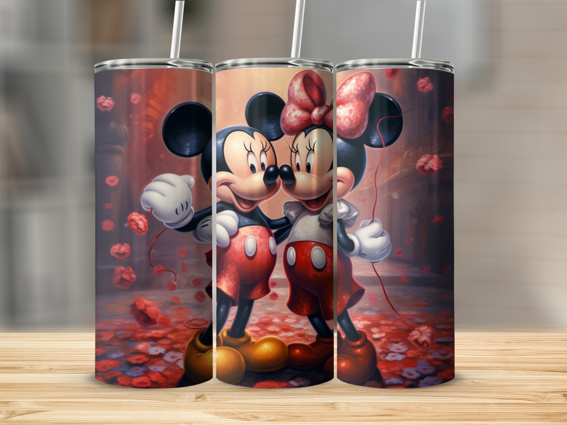 Mickey and Minnie Romantic Artwork Tumbler Product