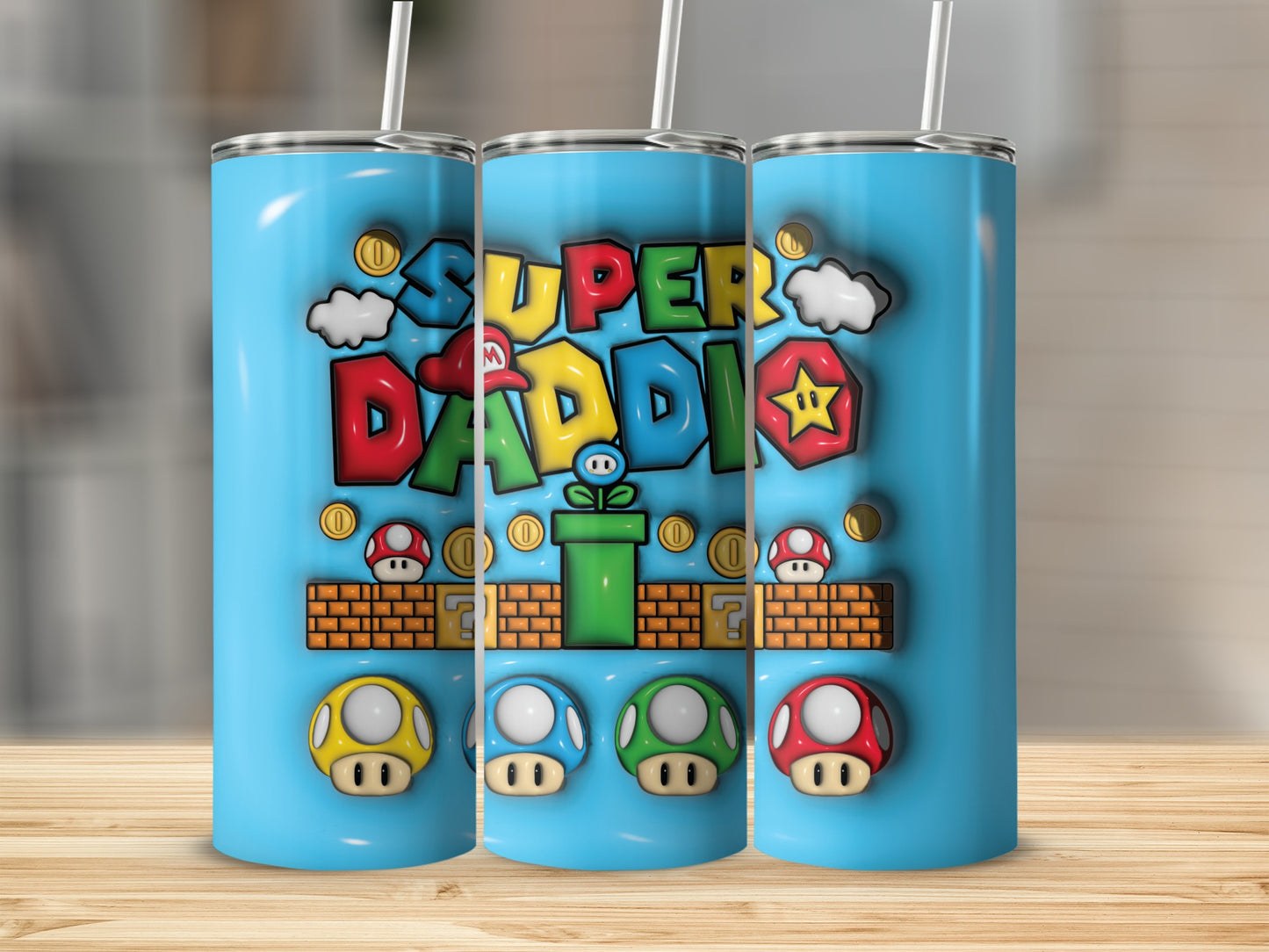Super Daddy Themed Colorful Insulated Tumbler