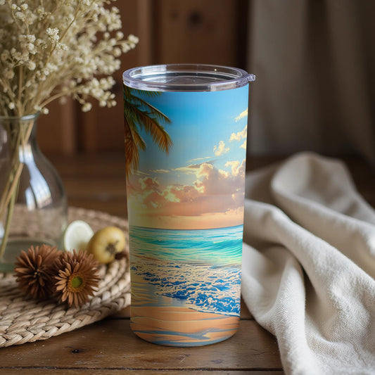Scenic Beach Sunset Insulated Tumbler for Relaxation