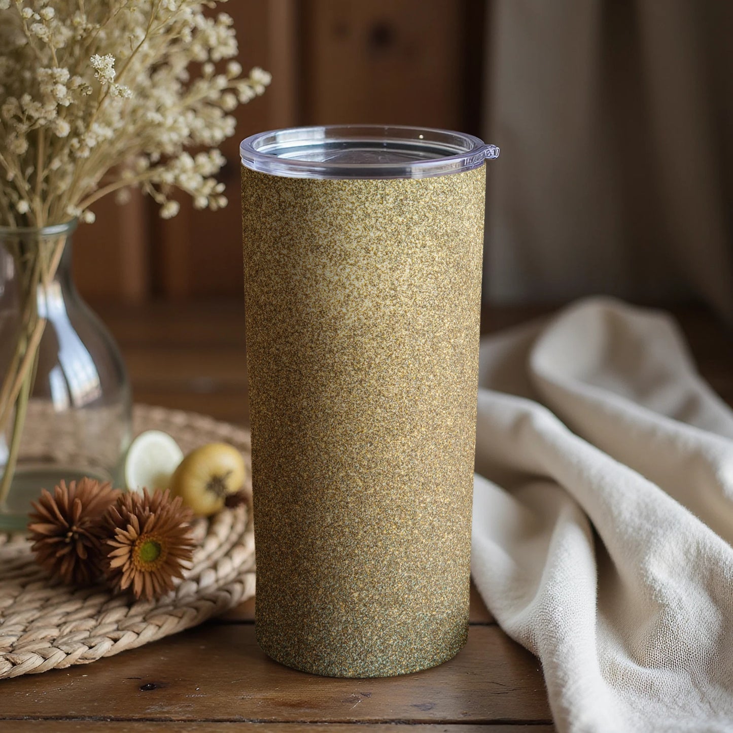 Sparkling Golden Insulated Beverage Tumbler Product