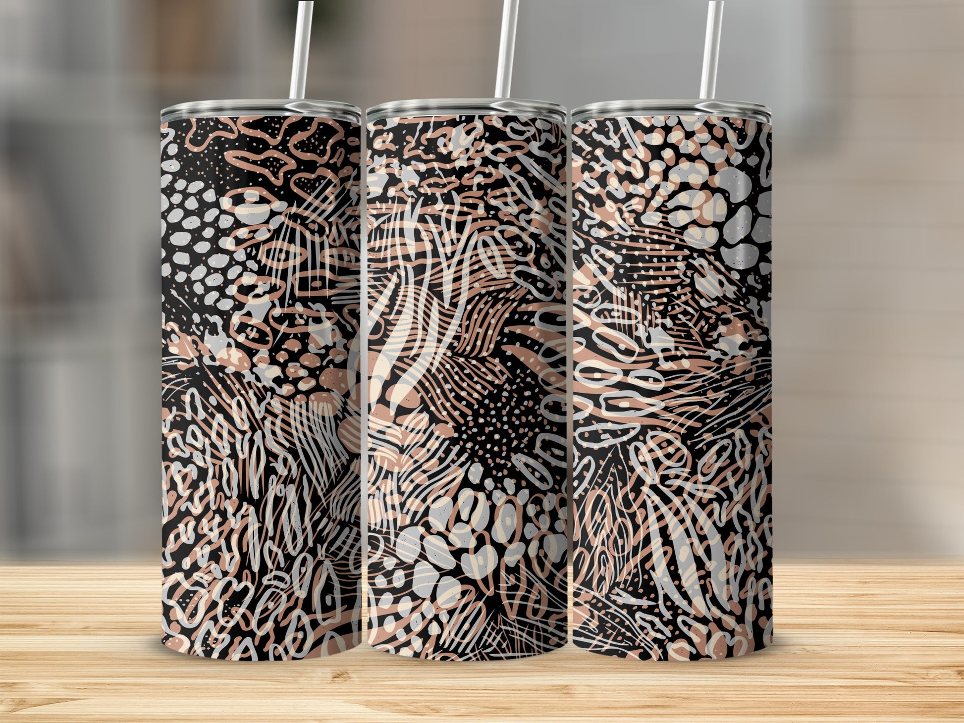 Abstract Animal Pattern Tall Tumbler Custom Drinkware