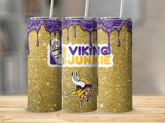Viking Junkie Purple and Gold Glitter Tumbler