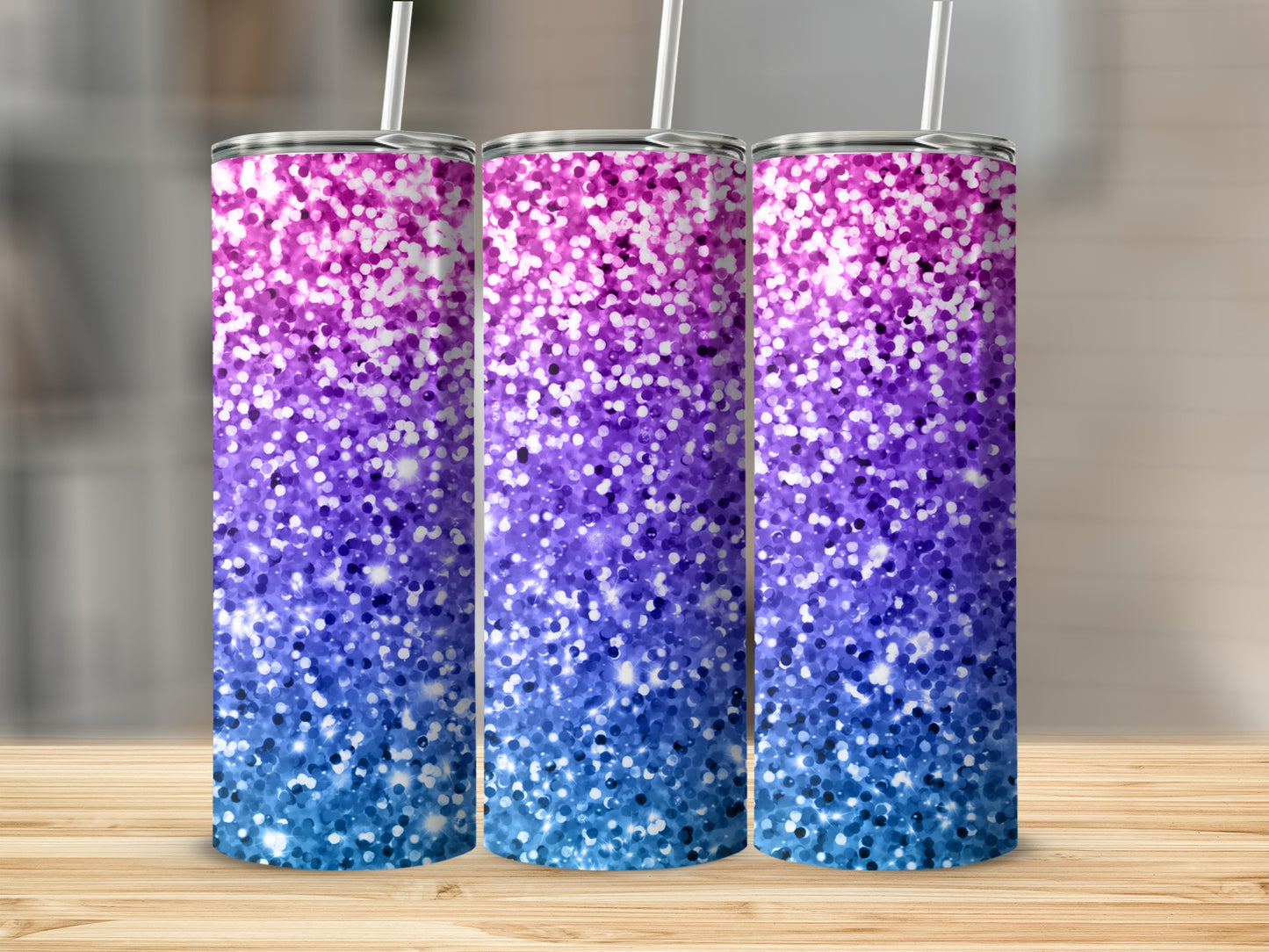 Sparkling Pink and Purple Ombre Design Tumbler