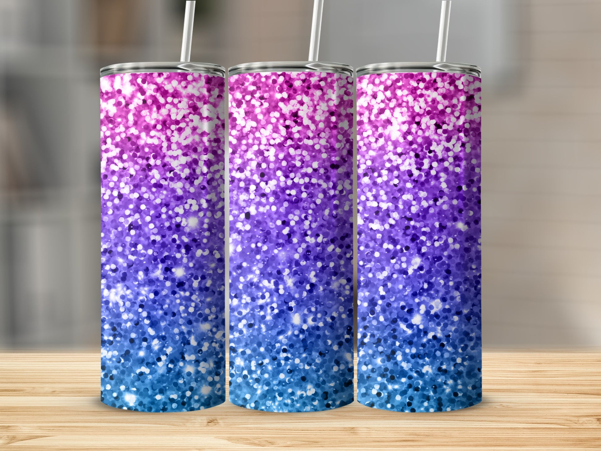 Sparkling Pink and Purple Ombre Design Tumbler
