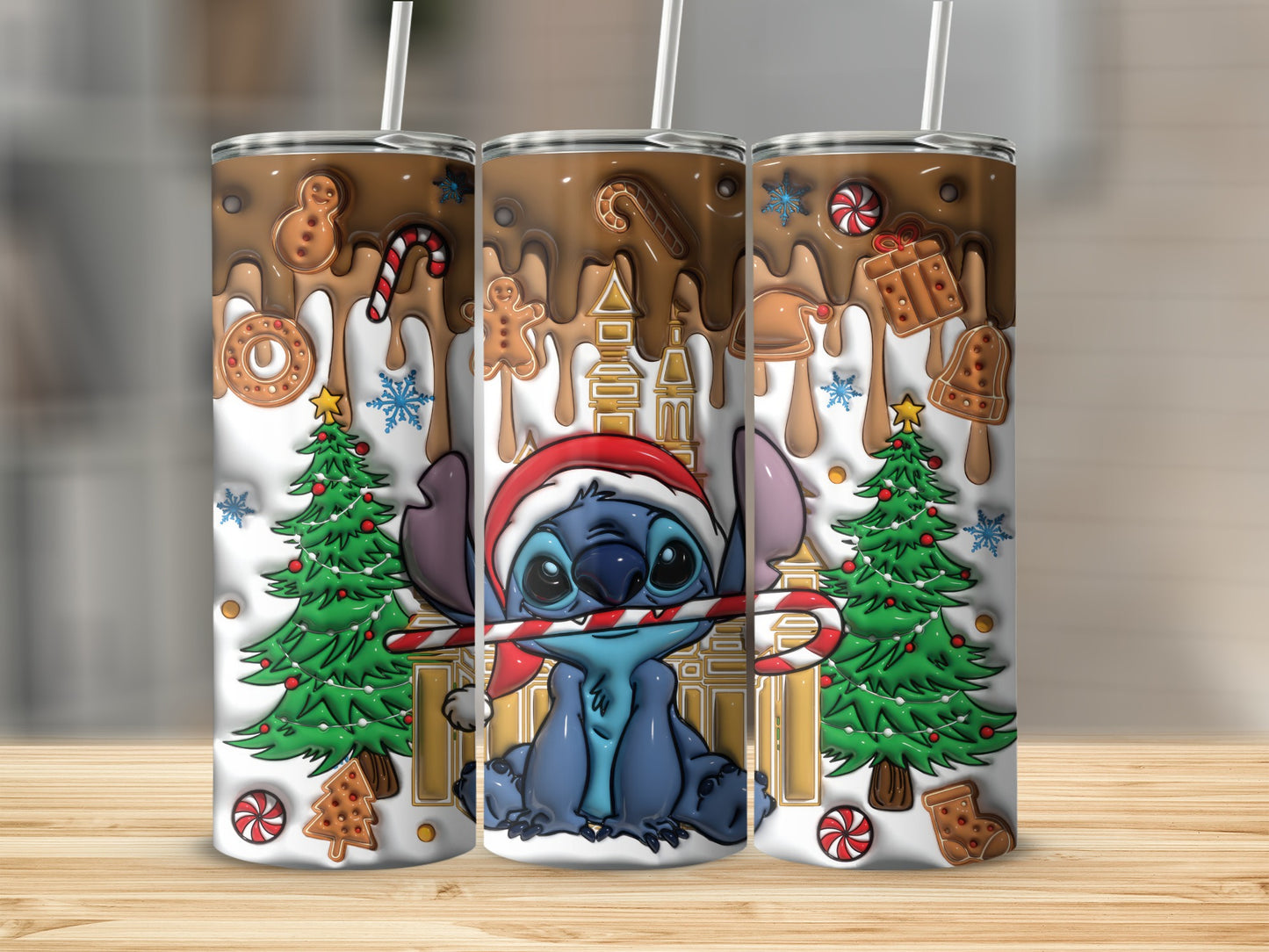 Christmas-Themed Cartoon Character Tumbler Cup