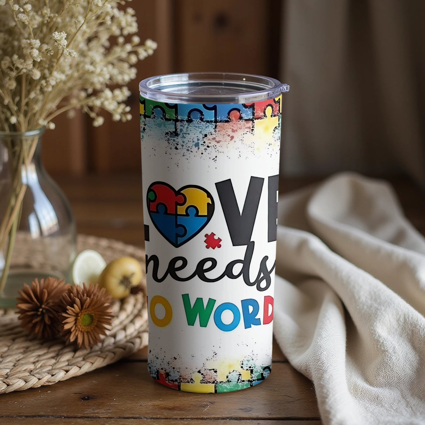Love Needs No Words Puzzle Design Tumbler