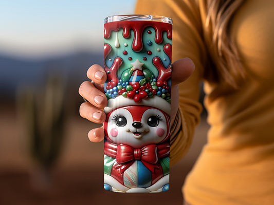 Cute Festive Penguin Design with Berries Travel Mug