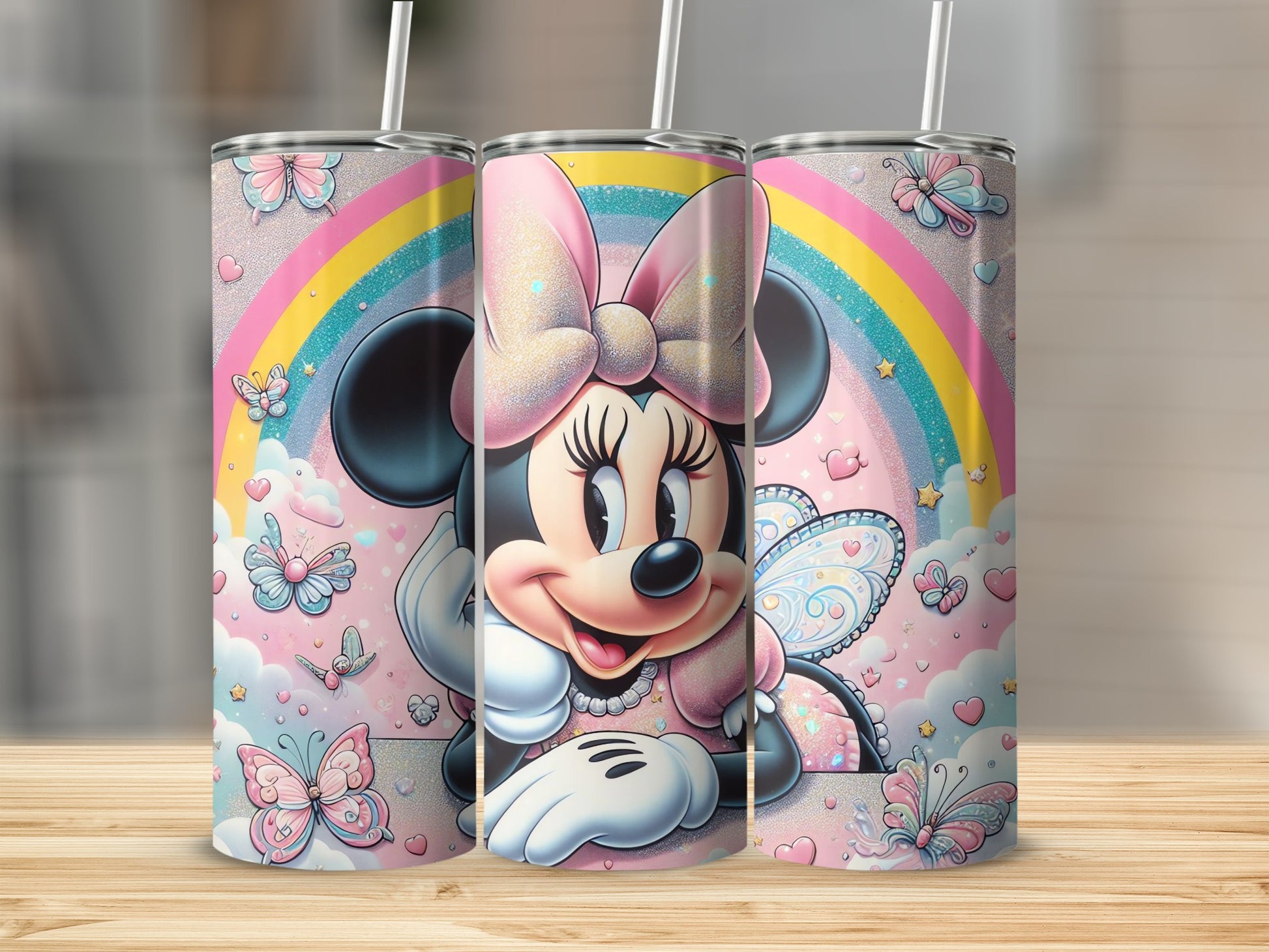 Cute Minnie Mouse with Rainbows Tumbler Product