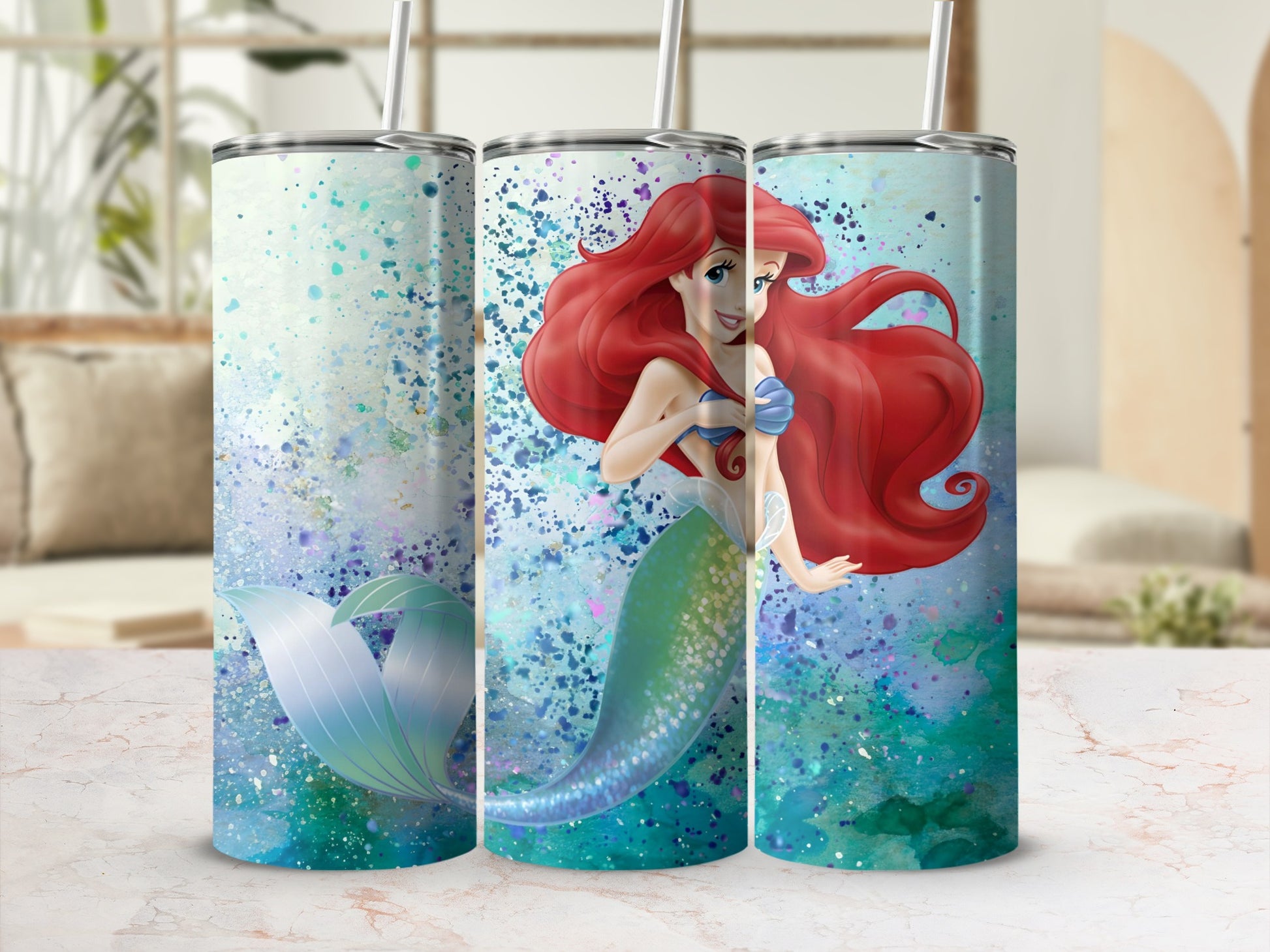 Mermaid Princess Design on Colorful Tumbler Product