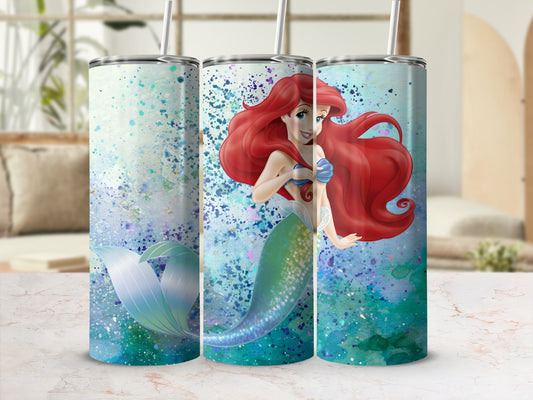 Mermaid Princess Design on Colorful Tumbler Product