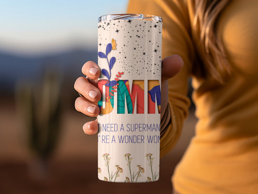 Colorful Floral Design Wonder Woman Mug for Mom