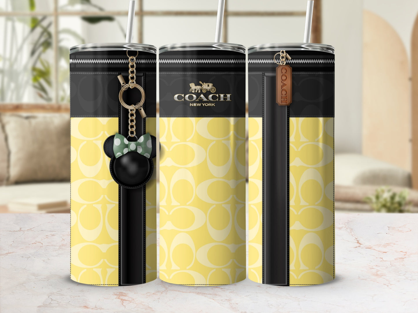 Luxury Designer Patterned Yellow Black Tumblers