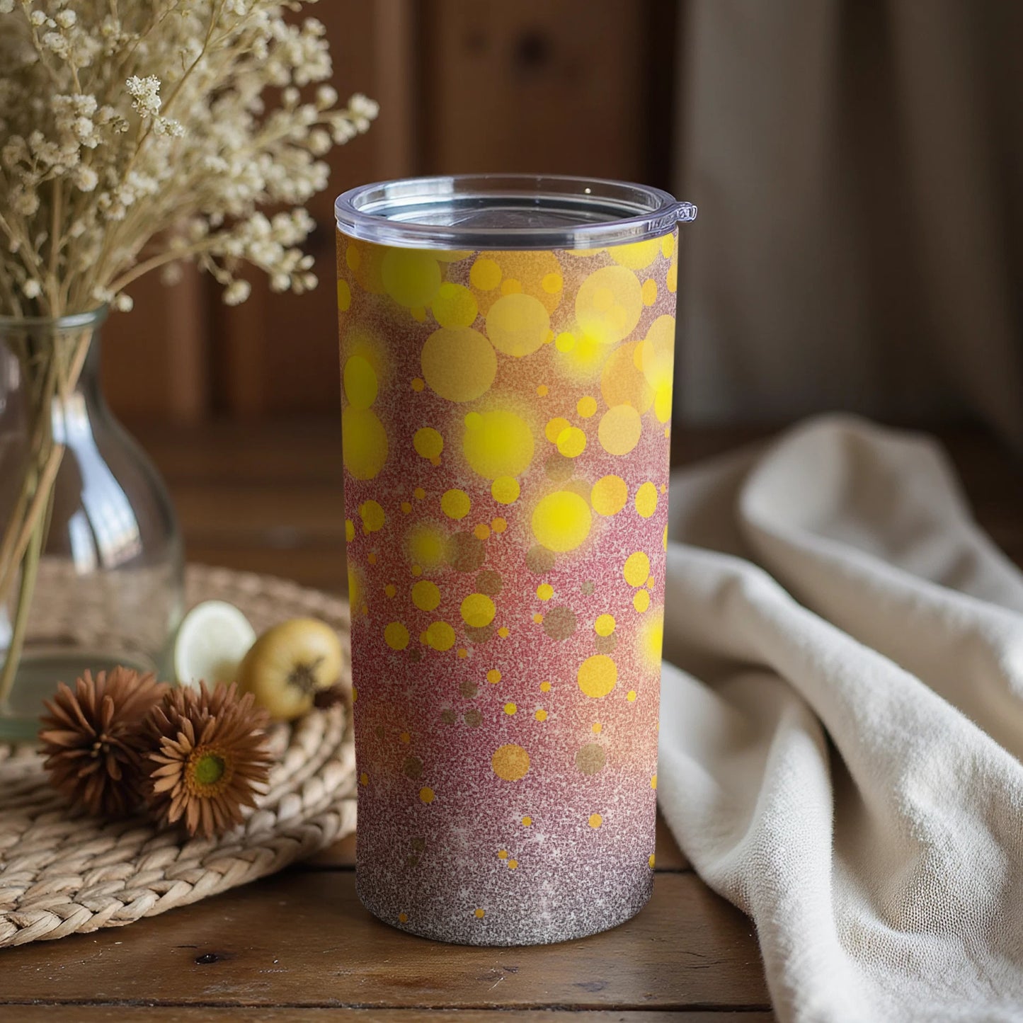 Bright and Cheery Yellow and Pink Patterned Tumbler
