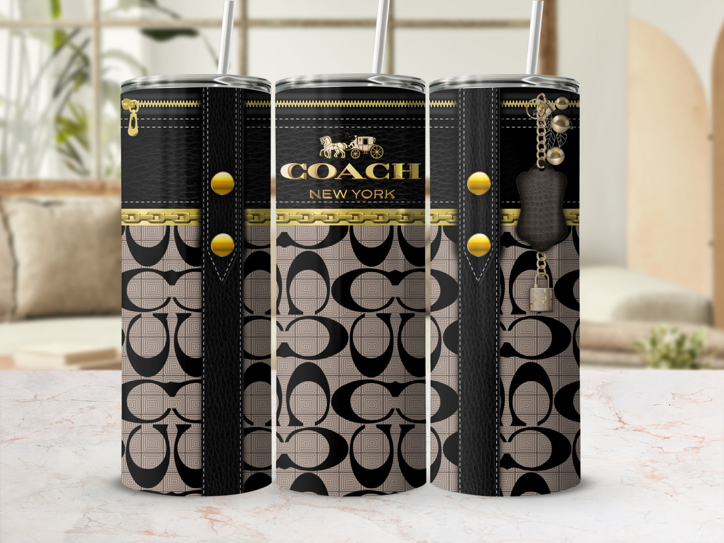 Stylish Coach New York Insulated Tumbler with Straw