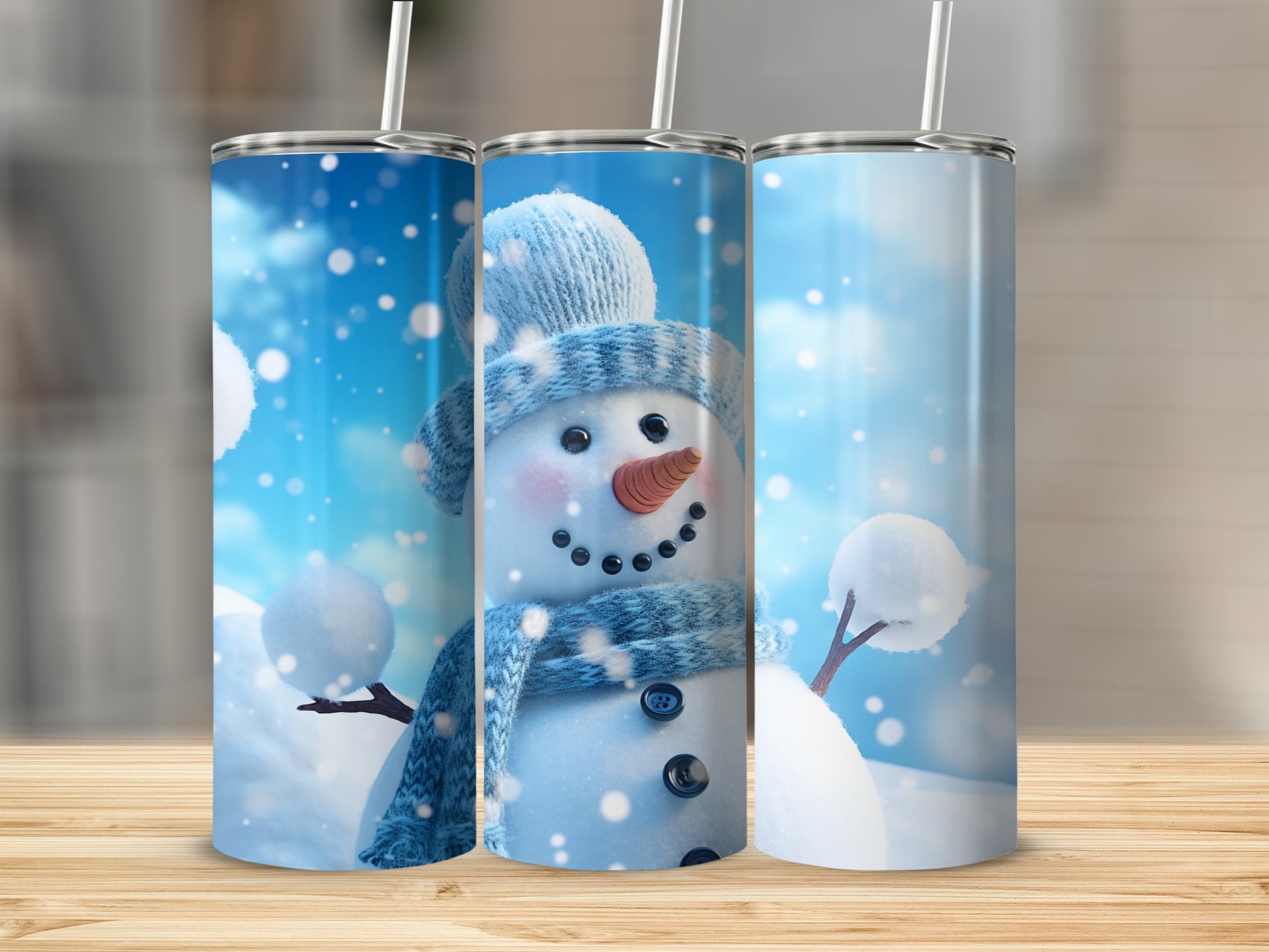 Frosty Snowman Winter Scene Tumbler Product