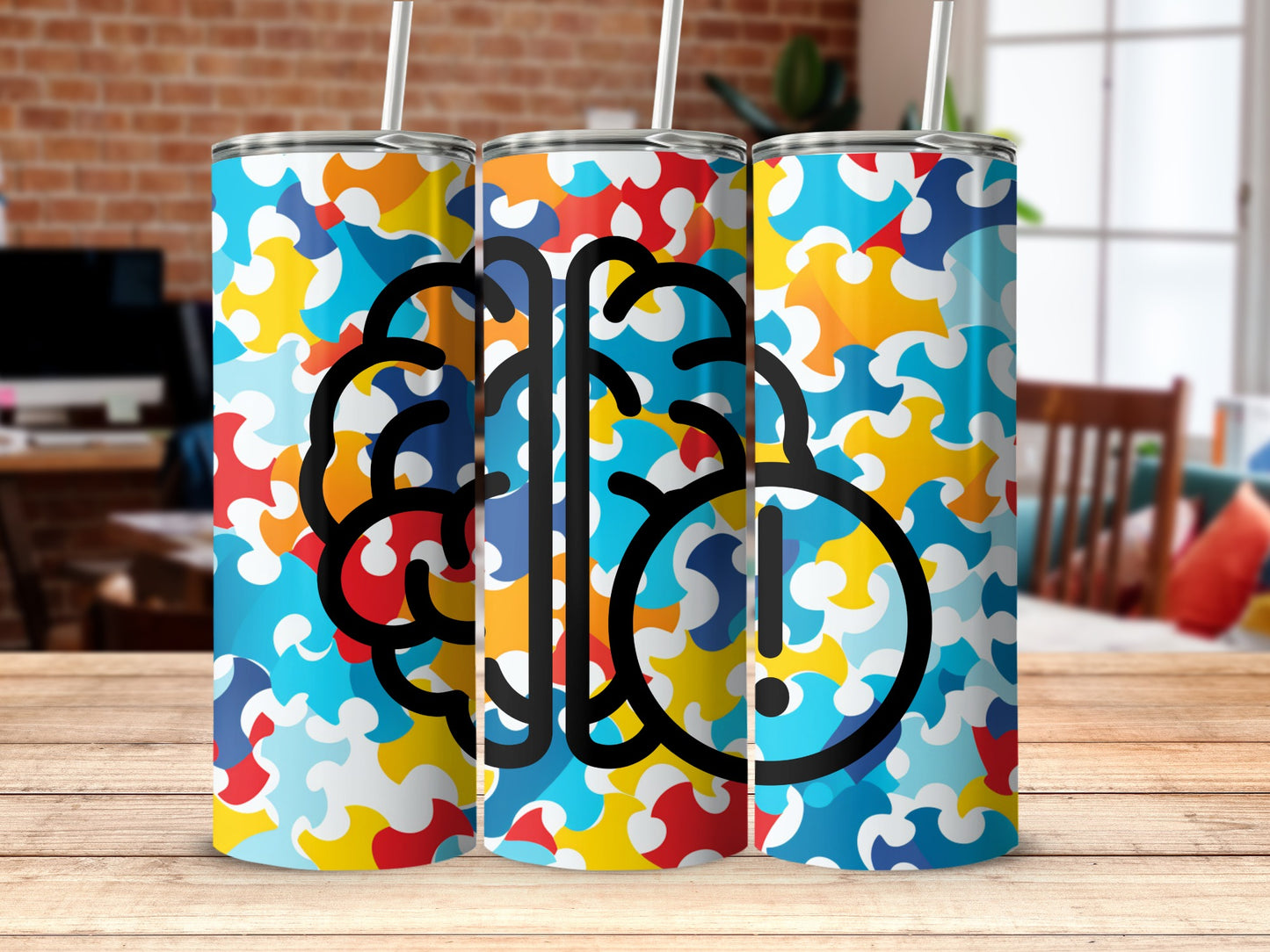 Colorful Brain Puzzle Artwork Insulated Tumbler product