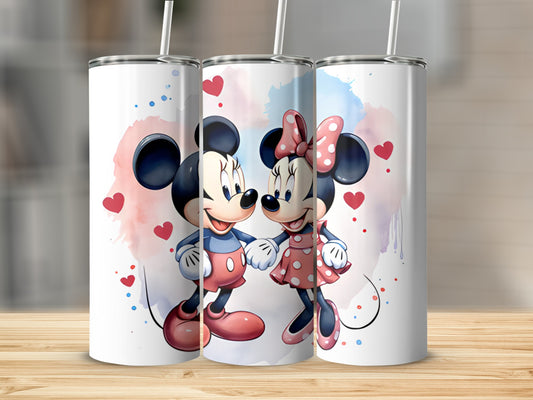Cute Cartoon Mouse Couple Design Tumbler