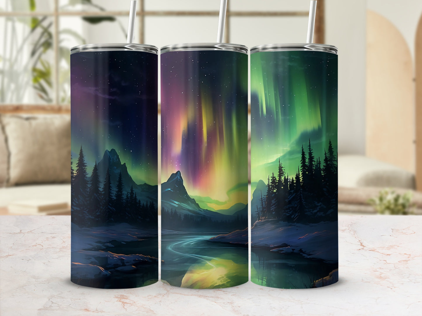 Northern Lights Scenic Landscape Tumbler Cup