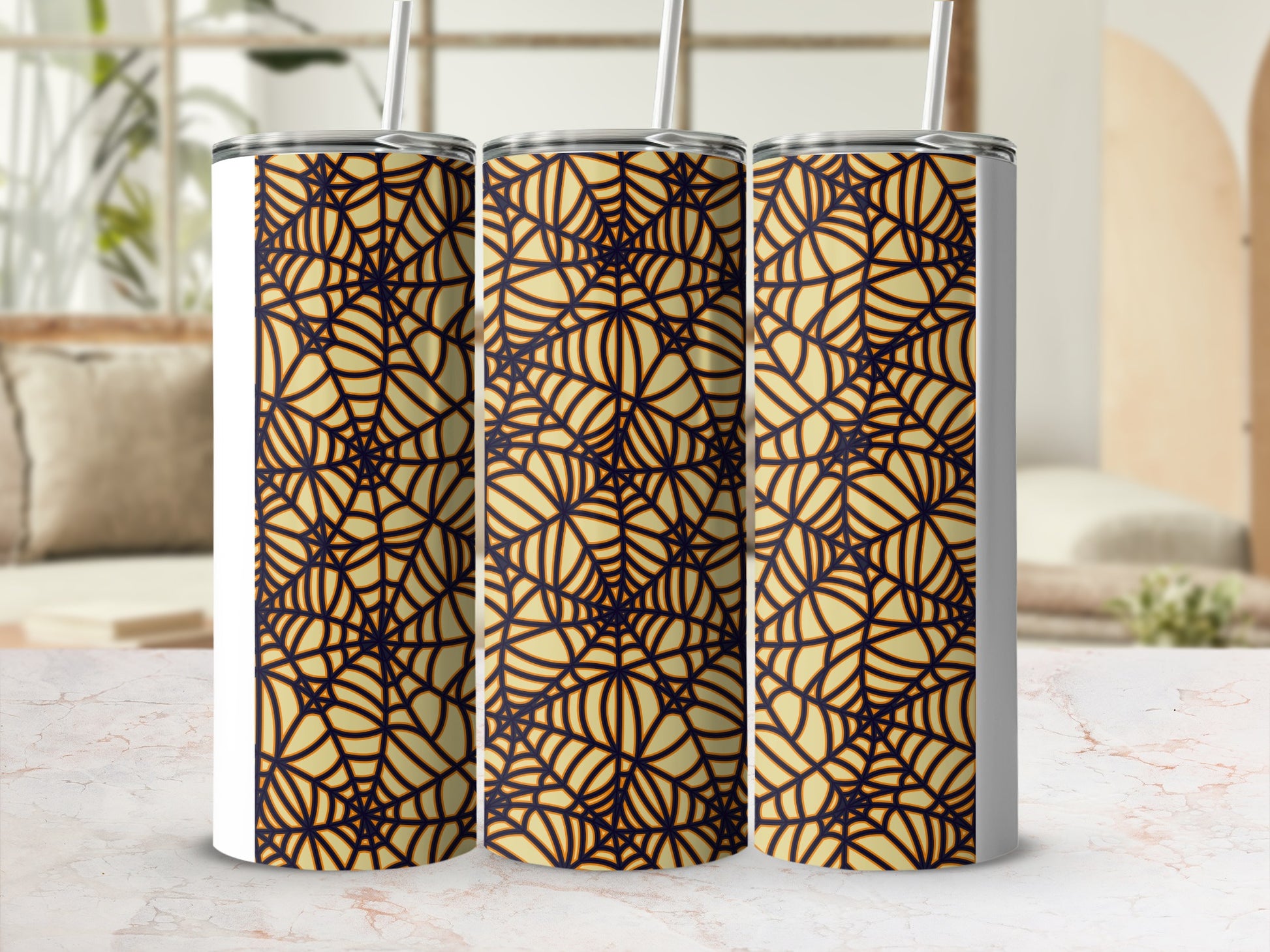Spooky Spider Web Pattern Halloween Tumbler product type