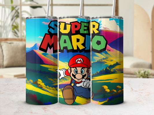 Super Mario Tumbler with Colorful Landscape Design