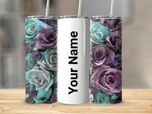 Personalized Floral Design Tumbler Custom Name Gift