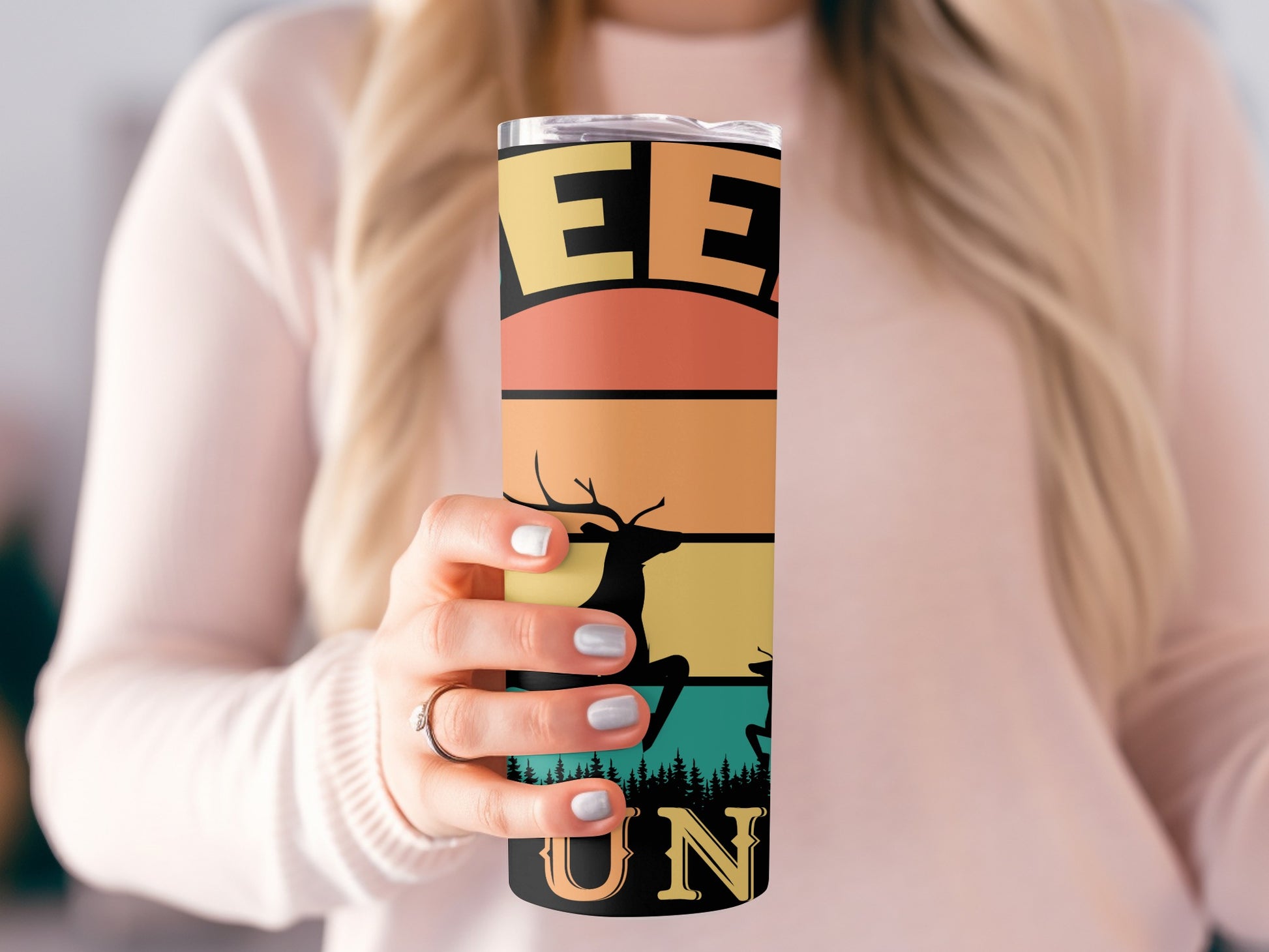 Retro Sunrise Deer Hunting Insulated Tumbler
