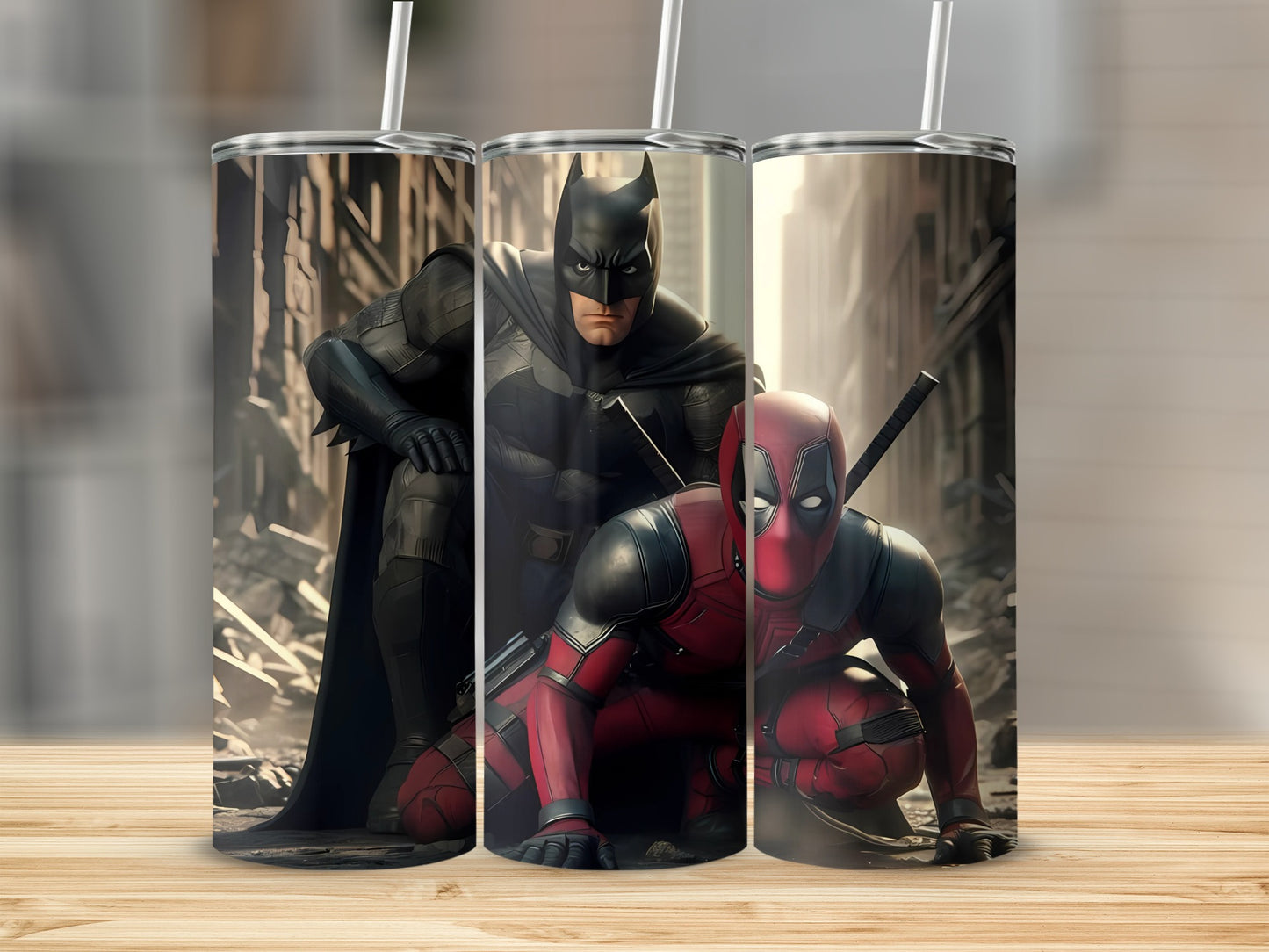 Batman and Deadpool Custom Print Tumbler 20oz