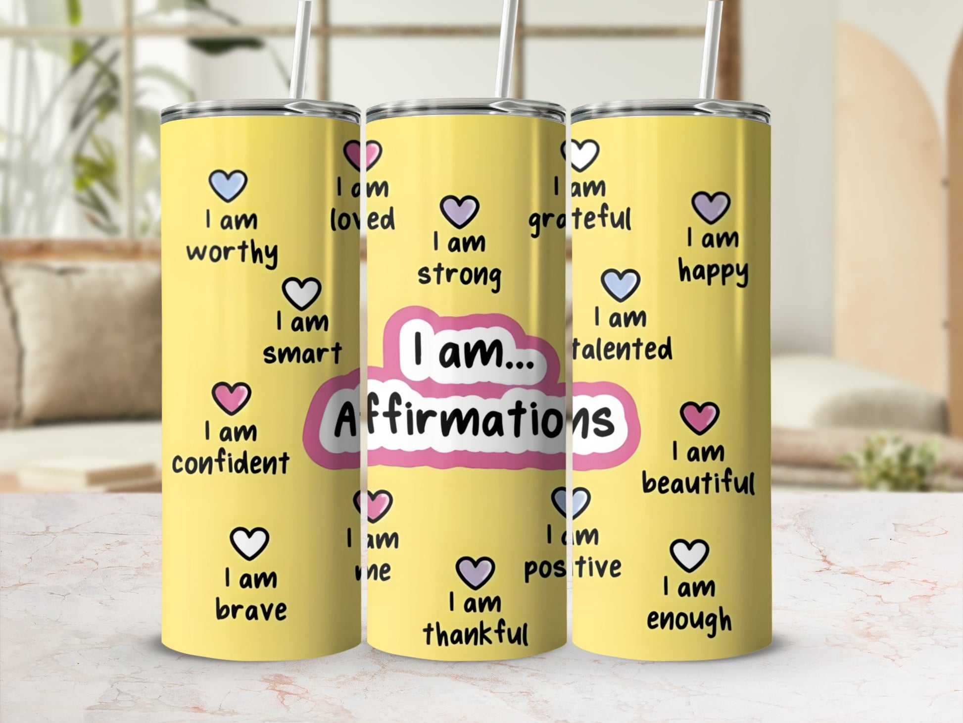 I Am Affirmations Motivational Quotes Design Tumbler
