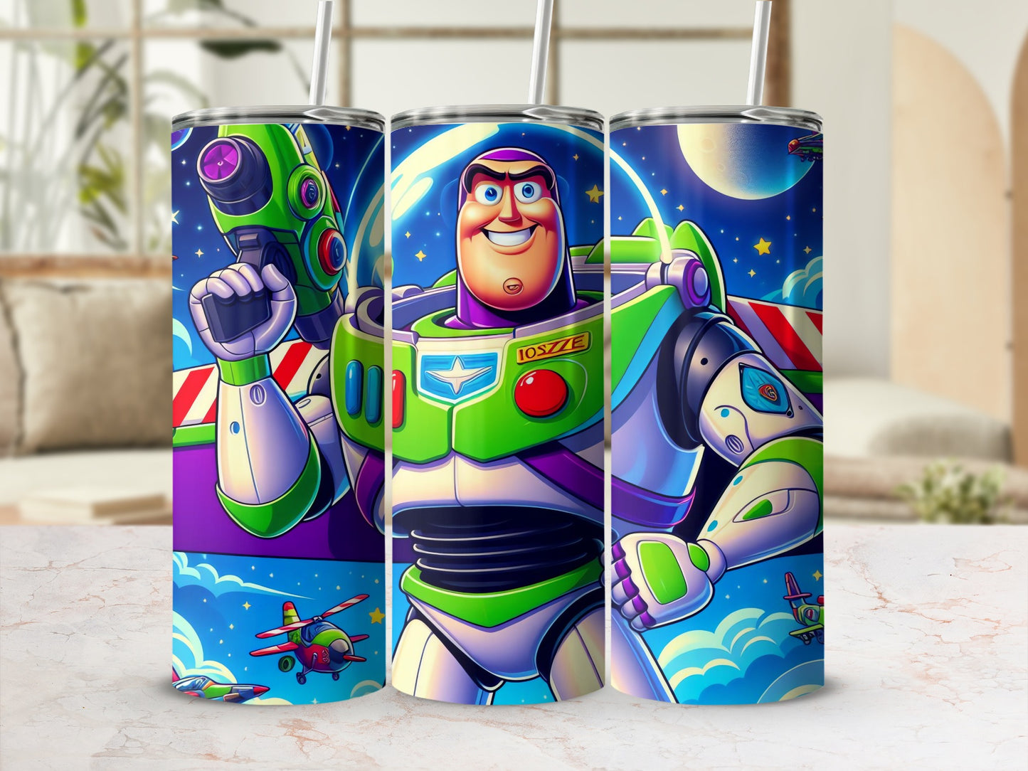 Vibrant Buzz Lightyear Tumbler with Straw Cup Tumbler